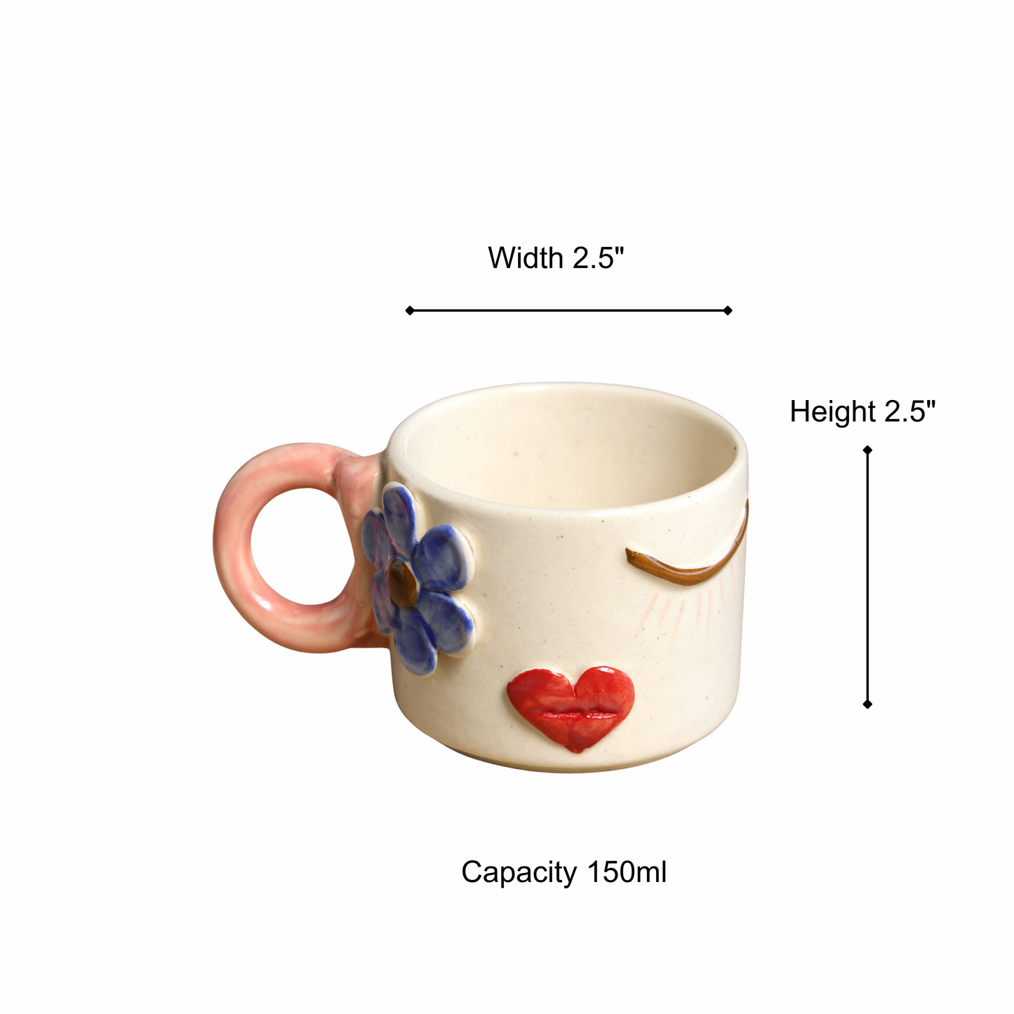 Daisy Blooms cup Set- Embossed Design, Ivory