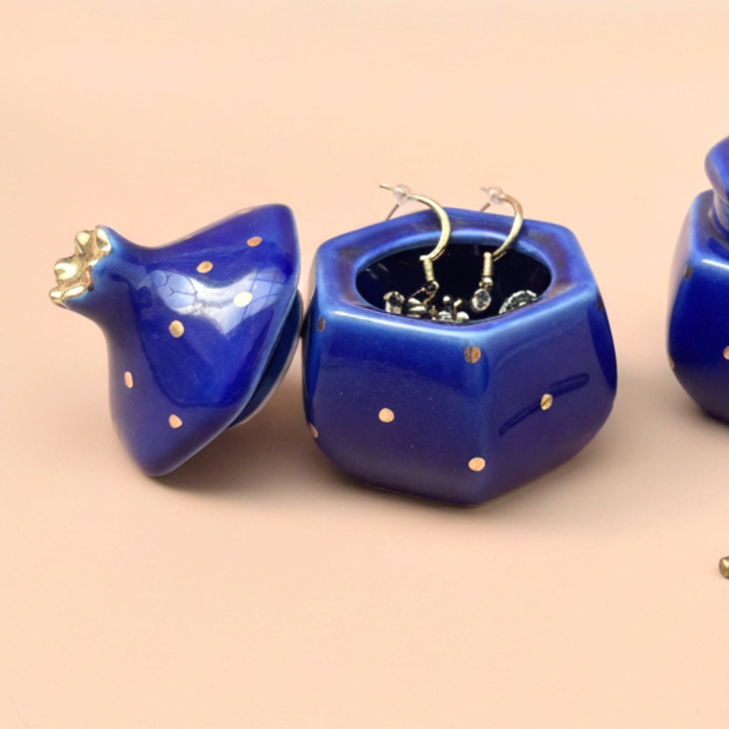 Pomegranate Jars- Gold dusted (Blue ,300ml)