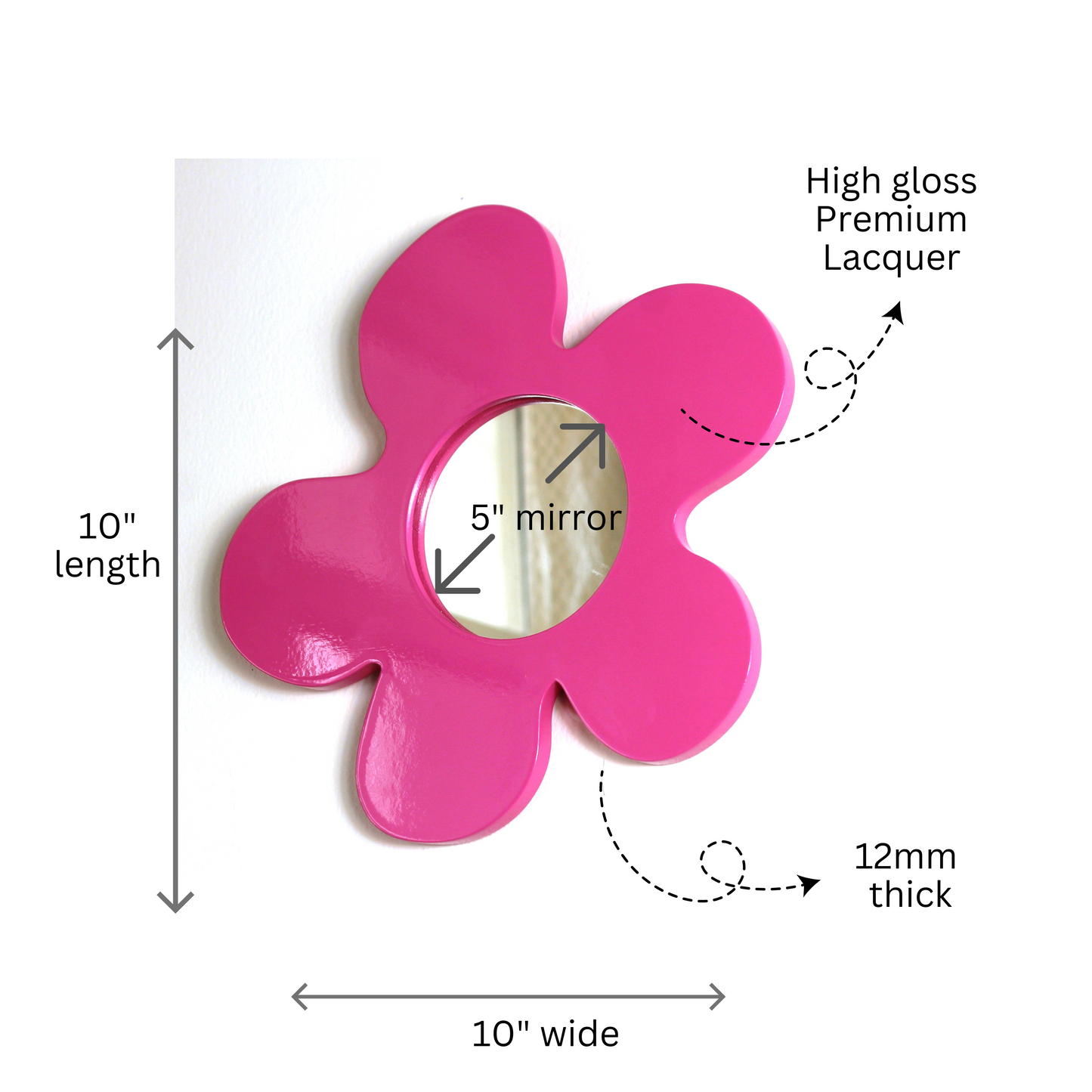 Daisy Glow Wall Mirror (Hot Pink)- Cute Decor