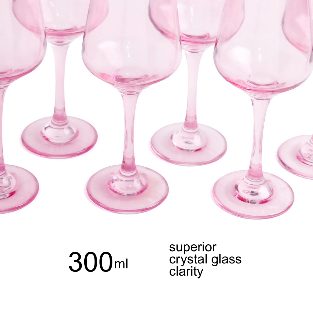 Wine Glass Set - Tulip Pink (300ml) Crystal Glassware Set