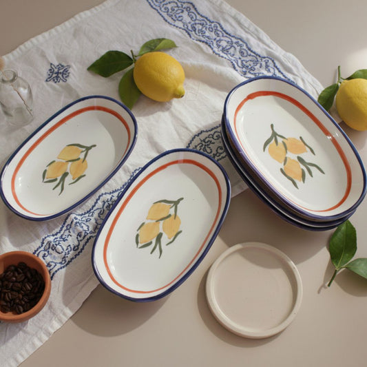 Lemon Zest Deep Plates - Oval Pasta Plates