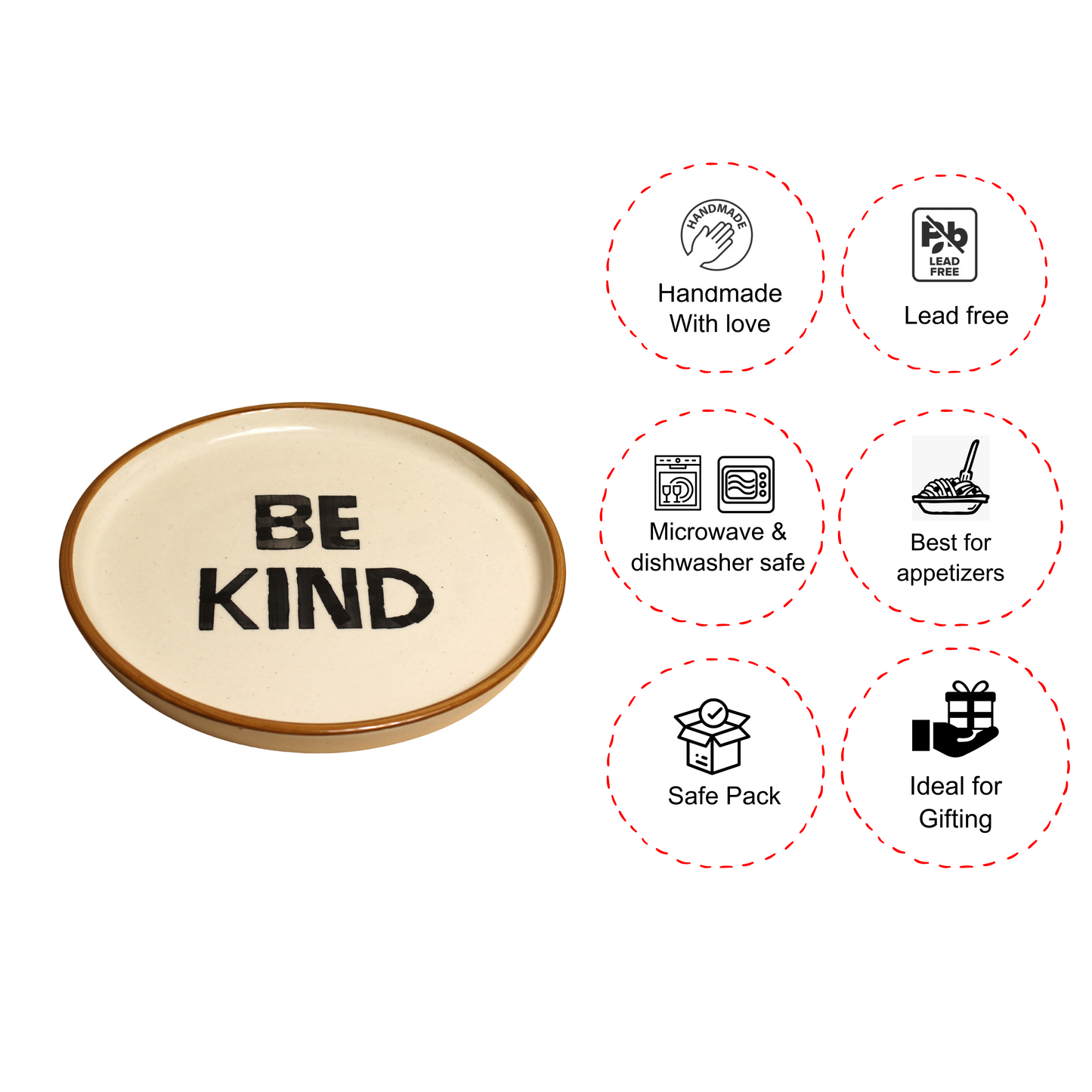 Kindness Plates – Set of 4 Minimalistic Handwritten Quarter Plates