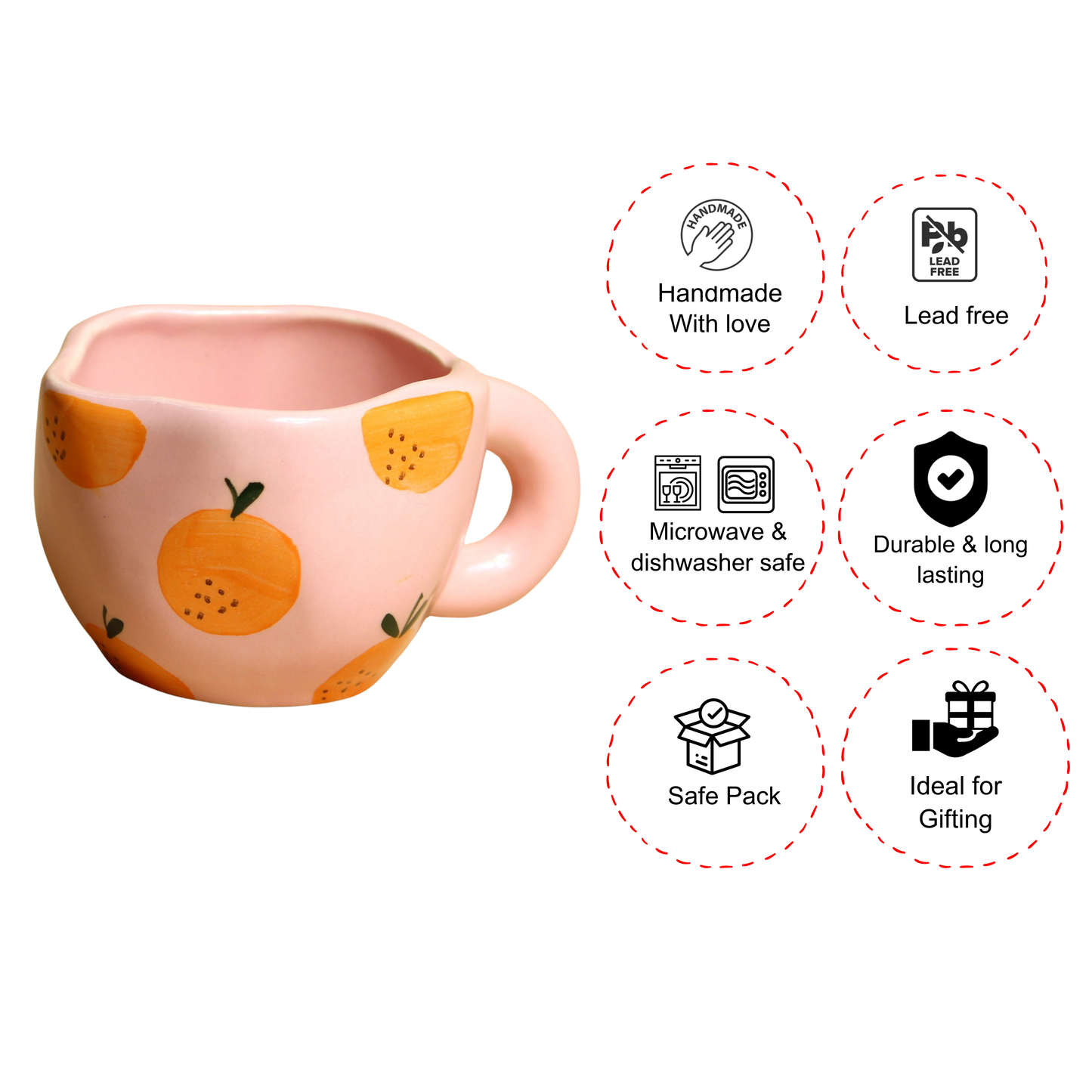 Fiesta Pink & Orange Mugs (Set of 2)-La tomatina Inspired