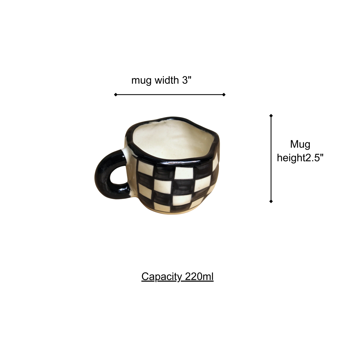 Checkered Mug : Black & Ivory