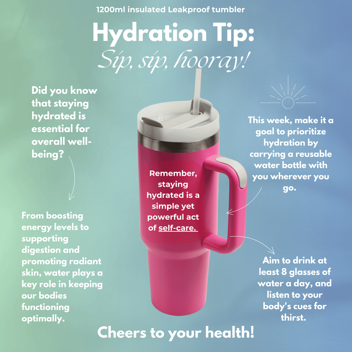 Tumbler with Handle, Straw & Lid I Leakproof Tumbler I Hot and Cold - Hot Pink