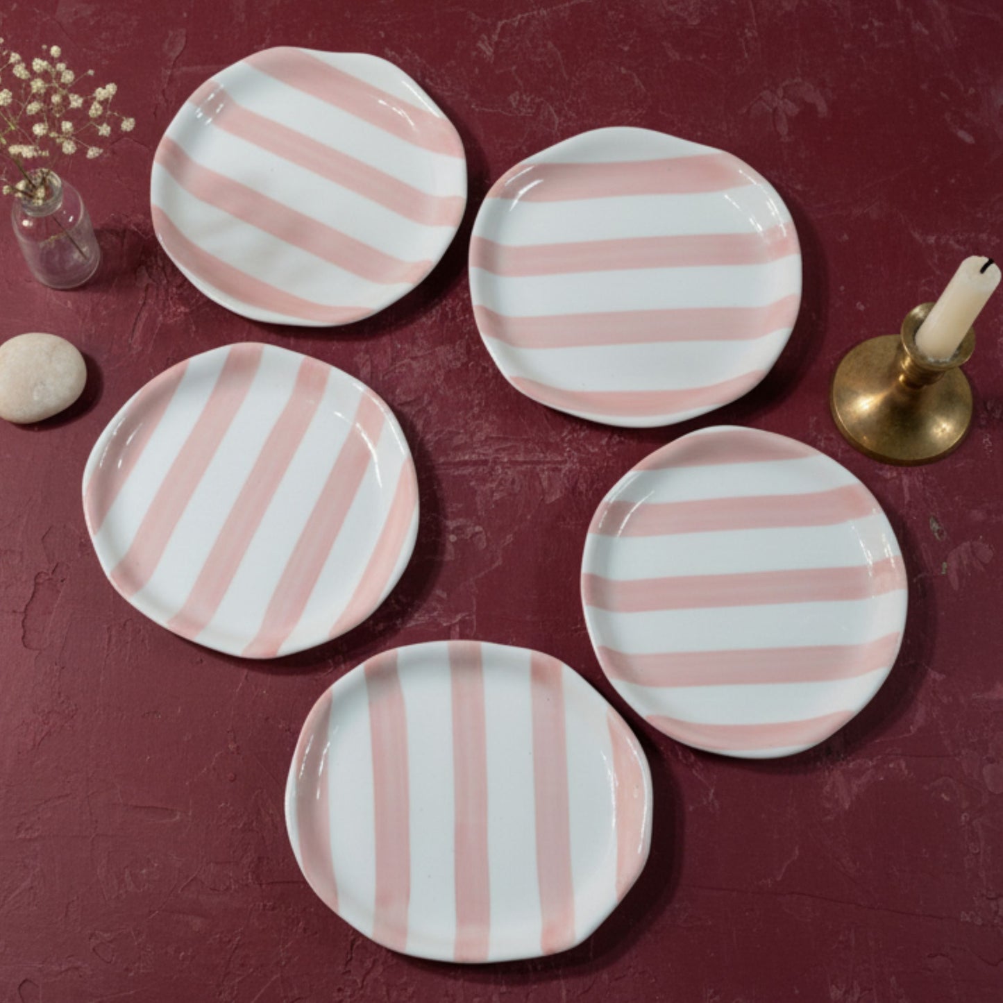 Pink brushstroked 6.5" Plate- Quarter plates