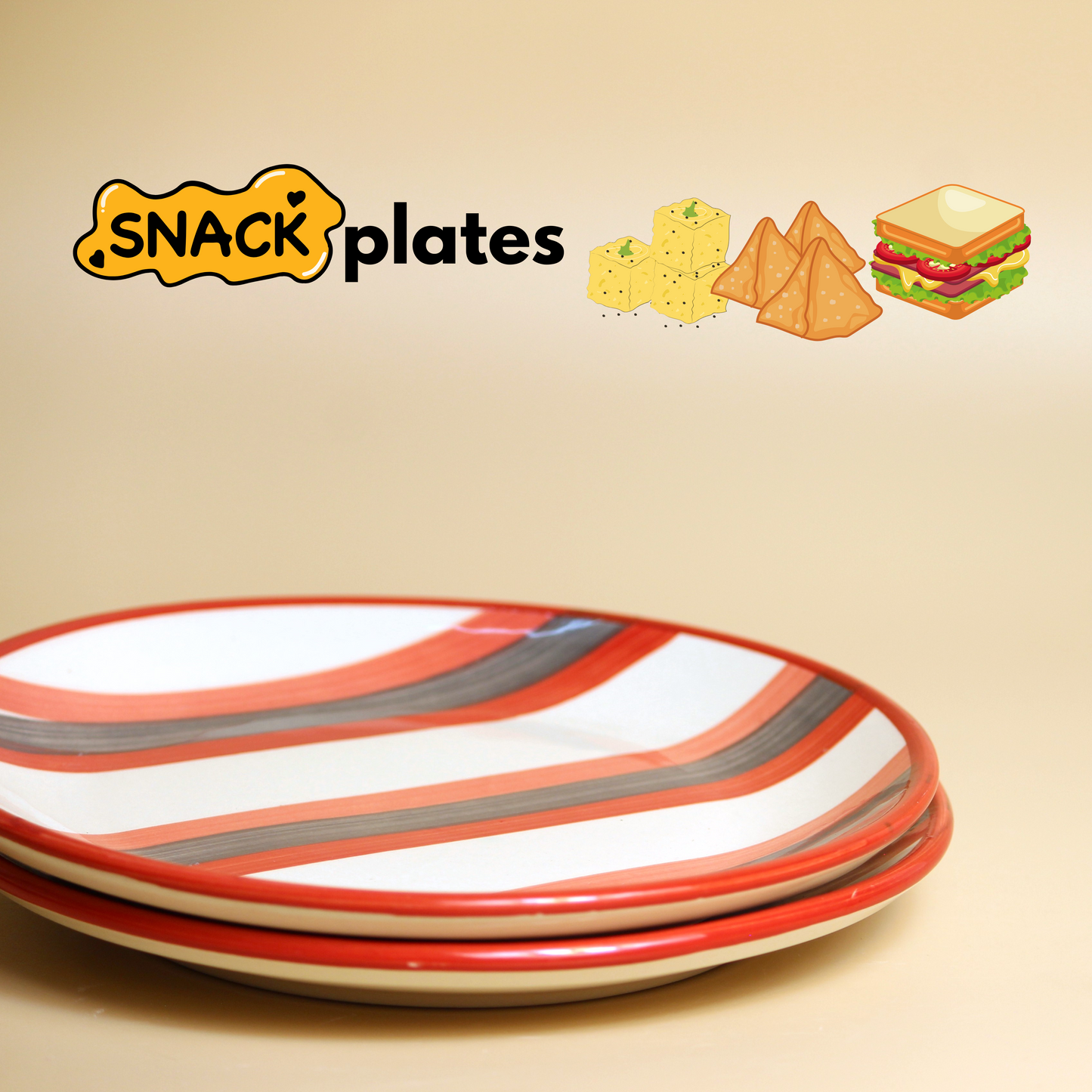 Urban Stripes Snack Plates- Set of 2 Quarter Plates