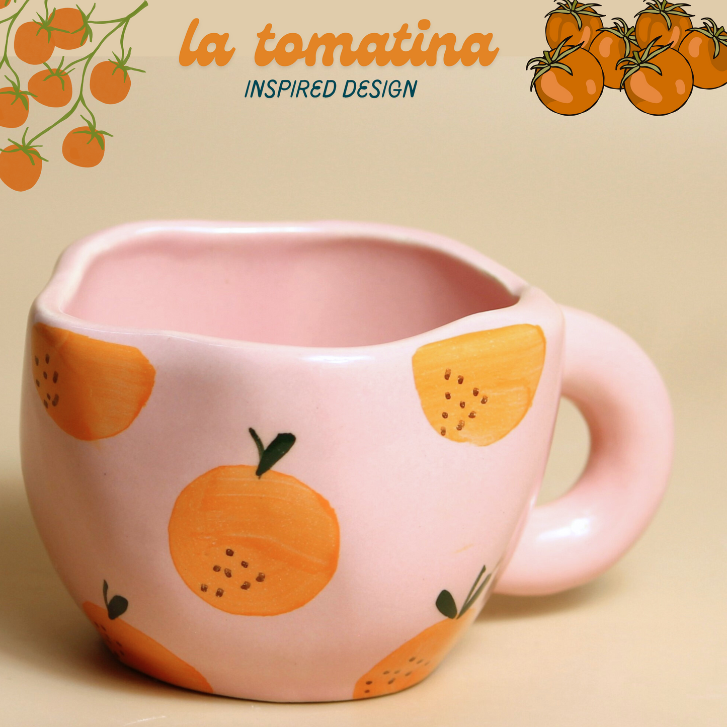 Fiesta Pink & Orange Mugs (Set of 2)-La tomatina Inspired