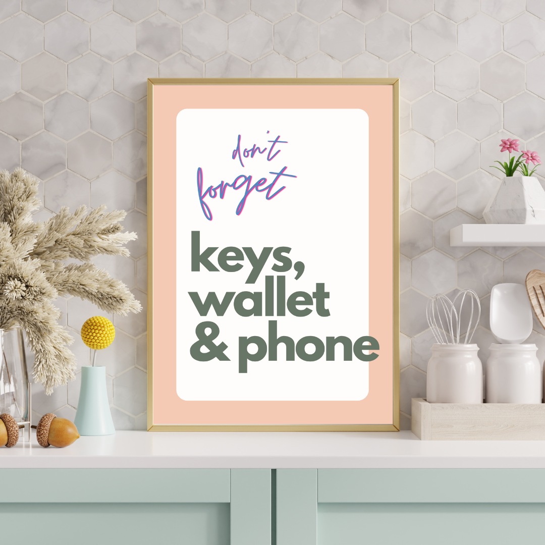 Keys Wallet Phone - Framed Wall Art for Entrance