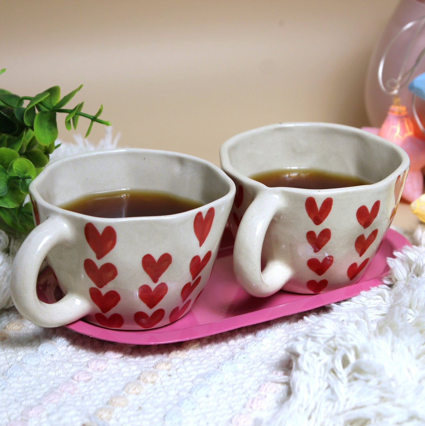 Red Hearts Mug- Set of 2