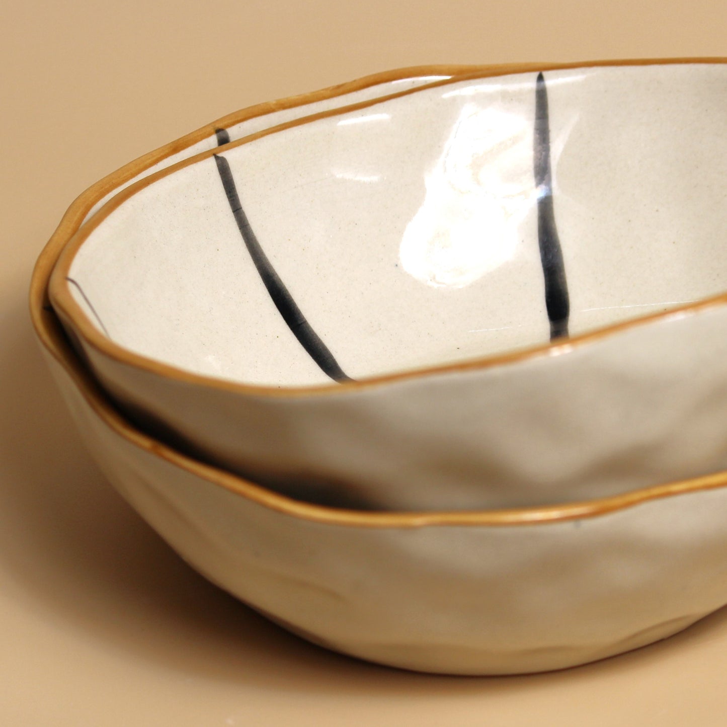 Beige Bowl Set- Set of 2 bowls for Serving