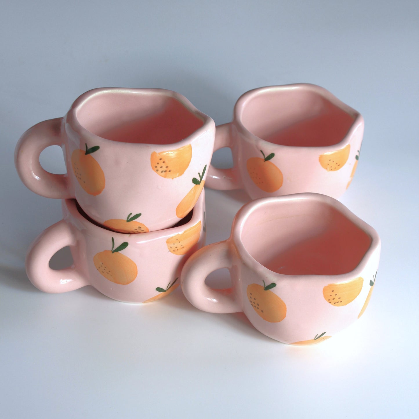 Fiesta Pink & Orange Mugs (Set of 2)-La tomatina Inspired