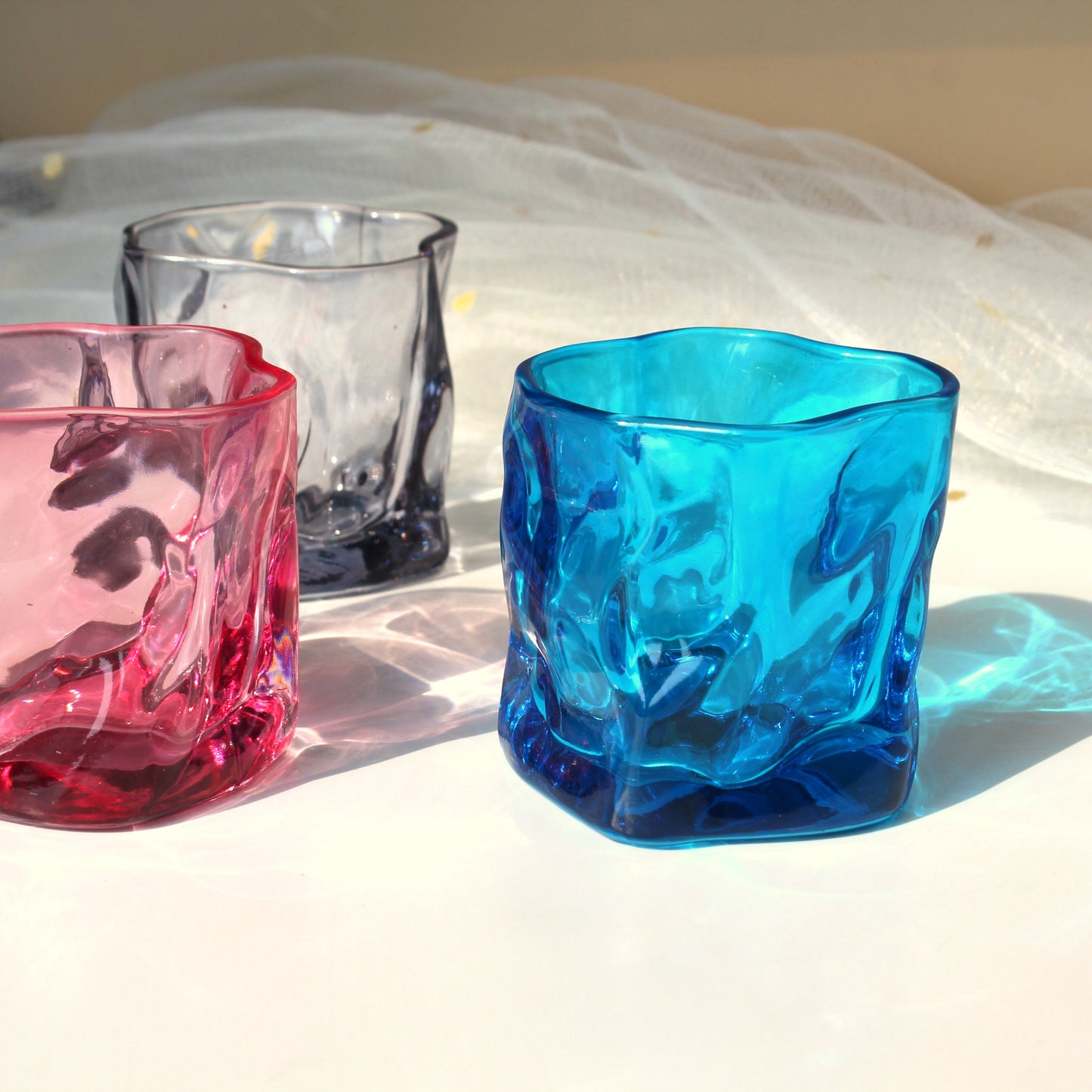 Water Glass- Set of 6 Serving Glass, Pastel Melt (Mixed Colors)