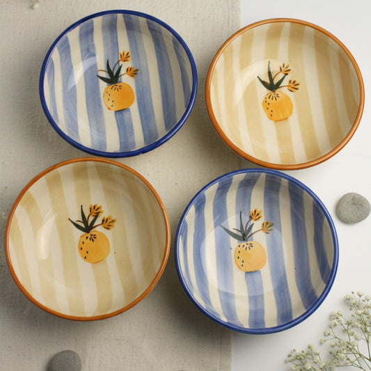 Apricot Ceramic Bowl Set (Blue + Brown)