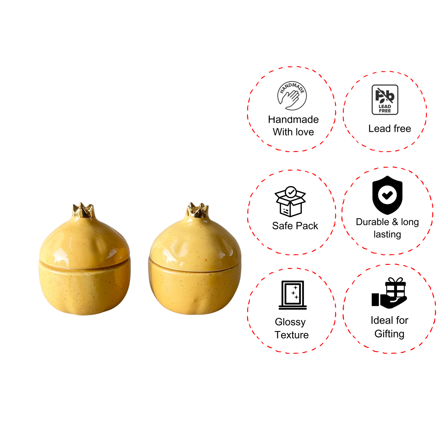 Pomegranate Ceramic Jars set of 2 - Small storage