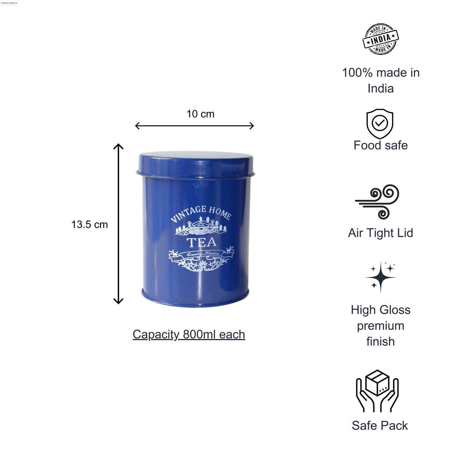 Kitchen Containers Set (2 Pcs)- Blue, Air Tight