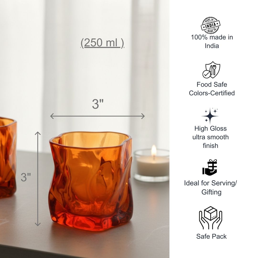Serving Glasses- Festive Orange (250ml) Set of Glasses