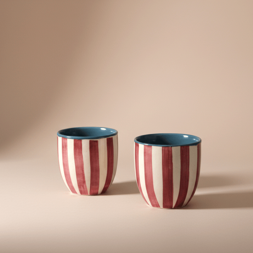 Chai Kulhad Set- Ruby Stripes (Neo Edition)