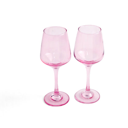 Wine Glass Set - Tulip Pink (300ml) Crystal Glassware Set