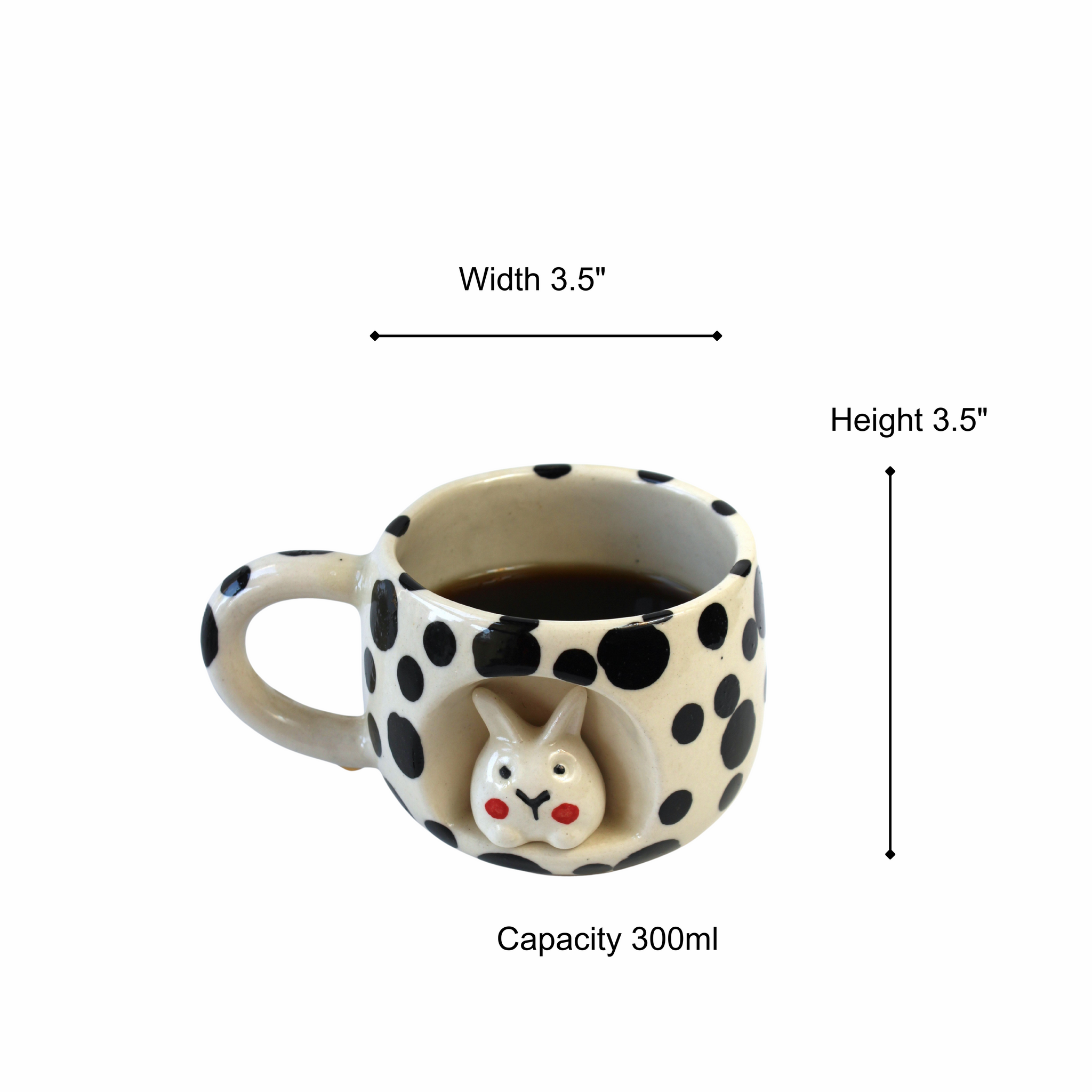 Bunny Hole Mug- Black dotted Coffee , Milk Mug