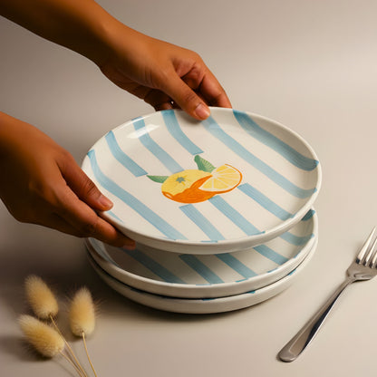 Pomelo Stripes 8.5" Plate- For Paratha, pizza & more