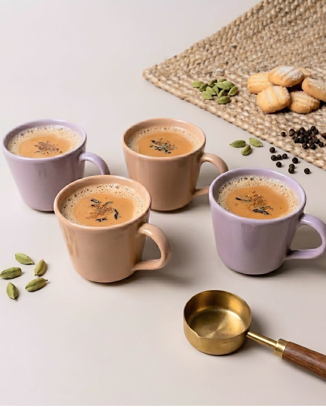 Tea Cup Set- Everyday Pastels, Honey & Mauve (set of 4)