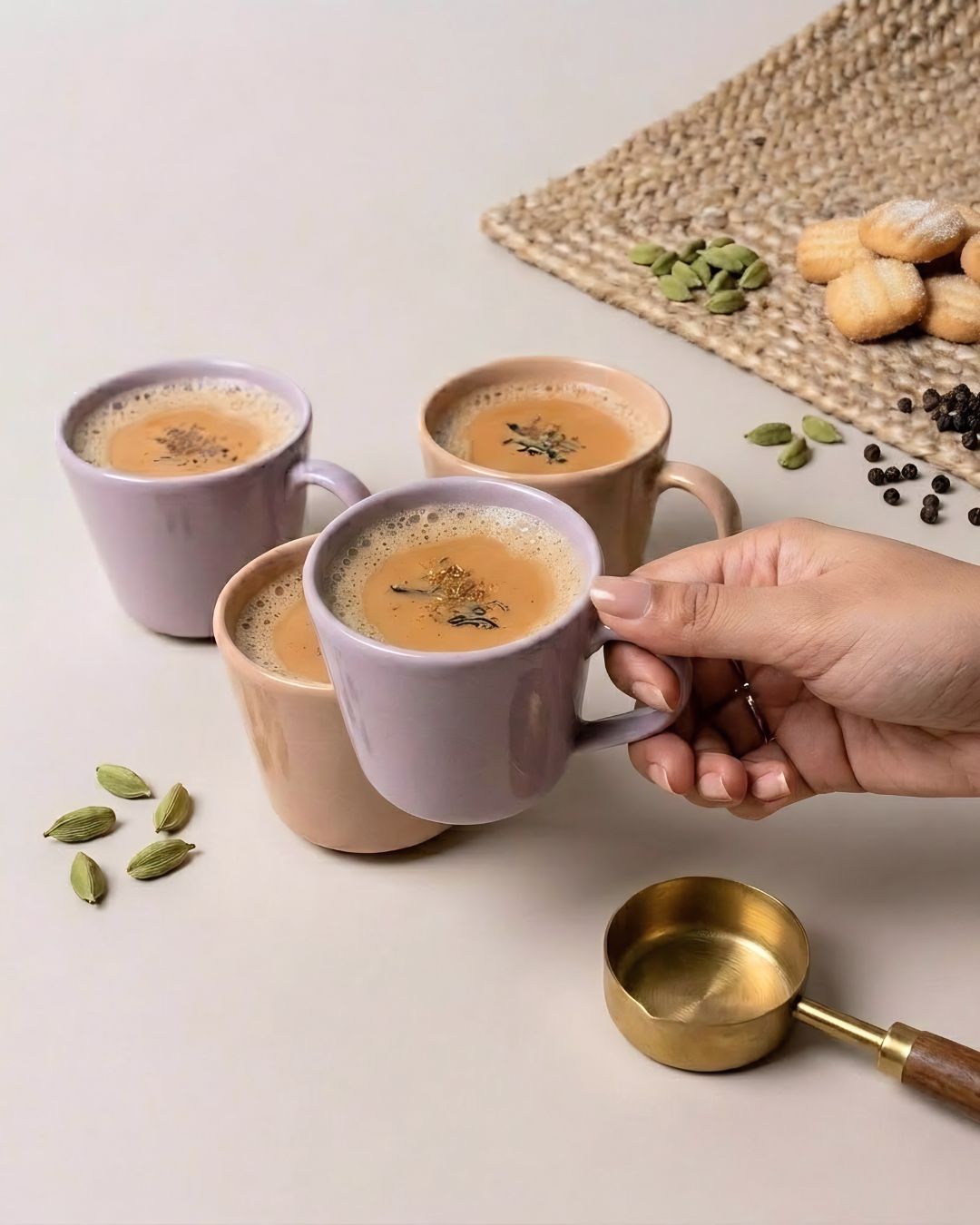 Tea Cup Set- Everyday Pastels, Honey & Mauve (set of 4)