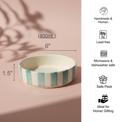 Coastal Stripes Multipurpose ceramic Bowl Set(400ml)