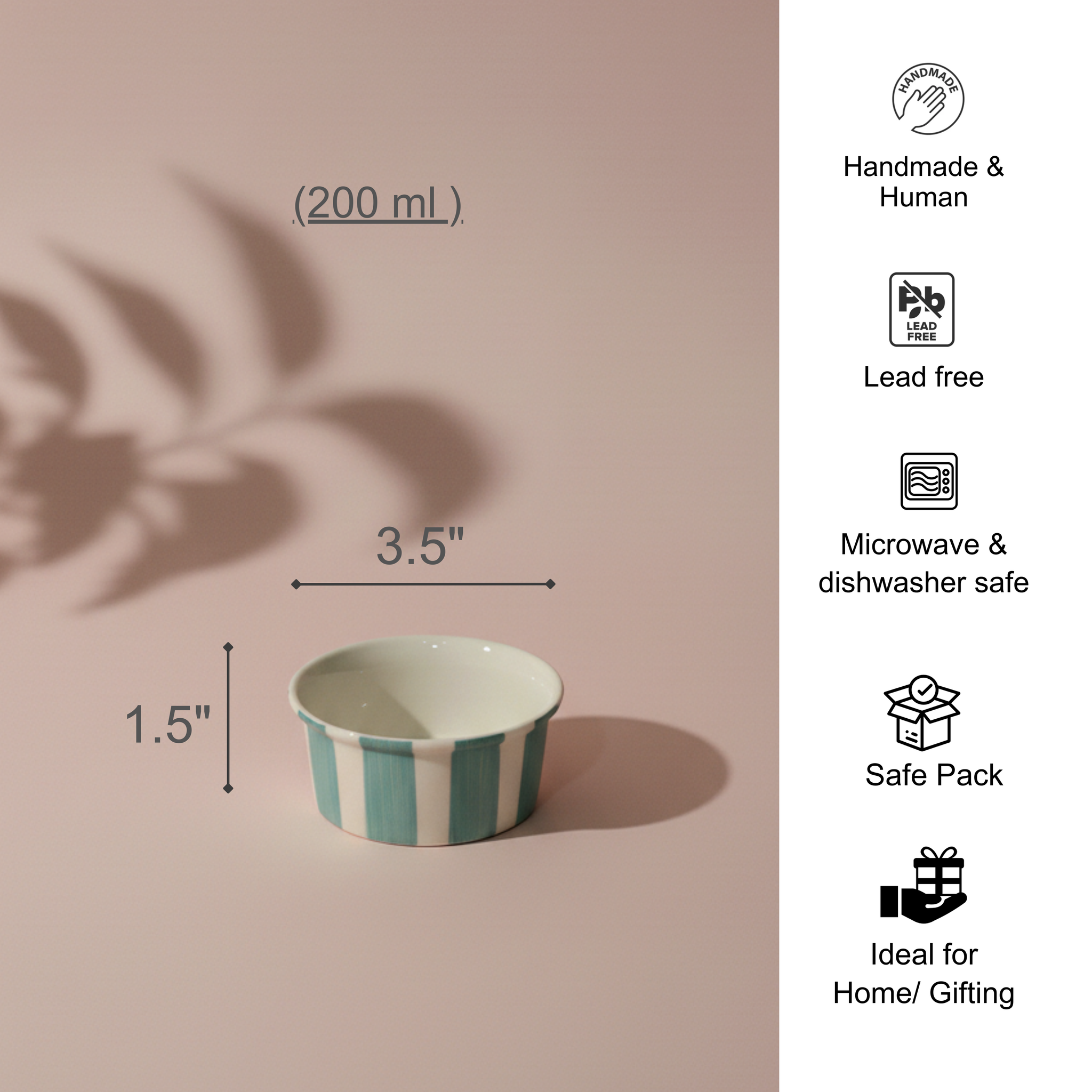 Coastal Stripes Dessert Bowls Sea Green (200ml)