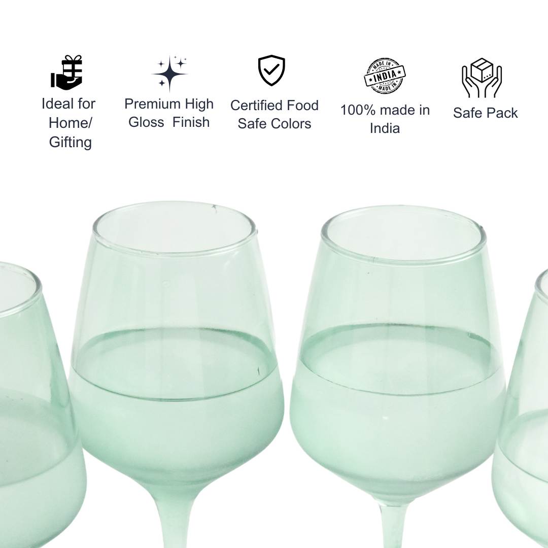 Wine Glass Set -Sage Green (300ml) Crystal Glassware Set