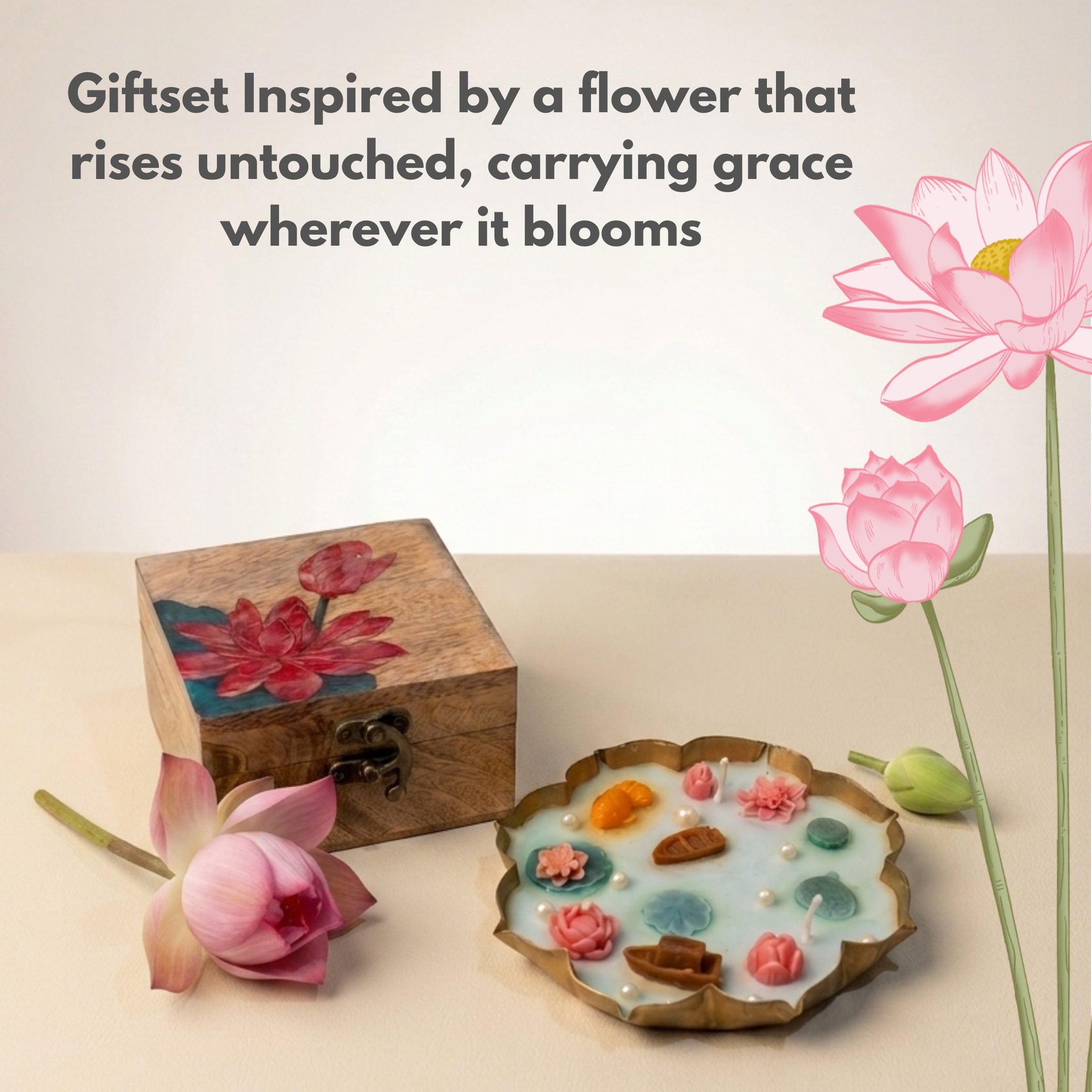 Giftbox-Lotus Bloom (Keepsake Box + Lotus Pond Candle)