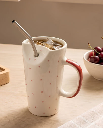 Red dots tumbler - With Lid & Straw (350ml)