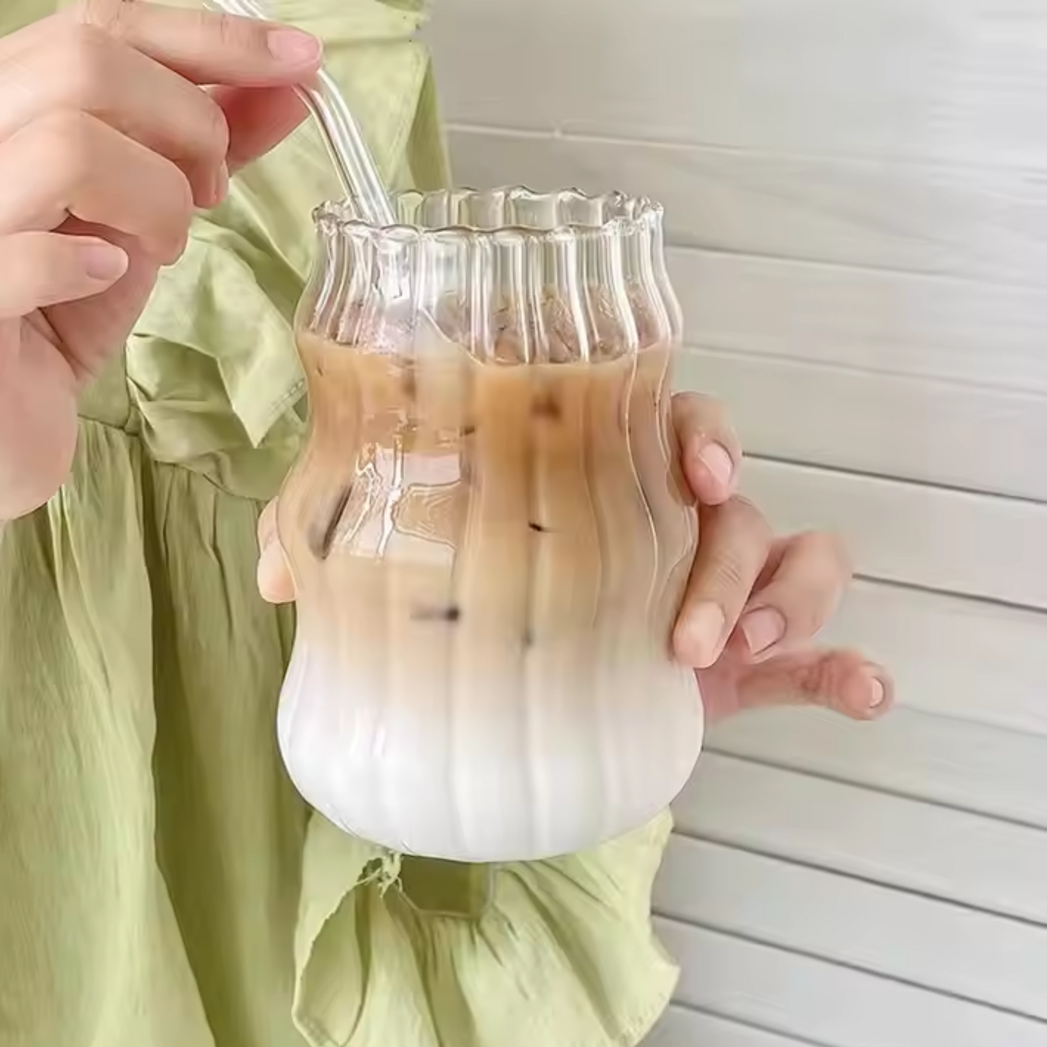 Sippy Glass Tumbler-  With Airtight Lid & Straw