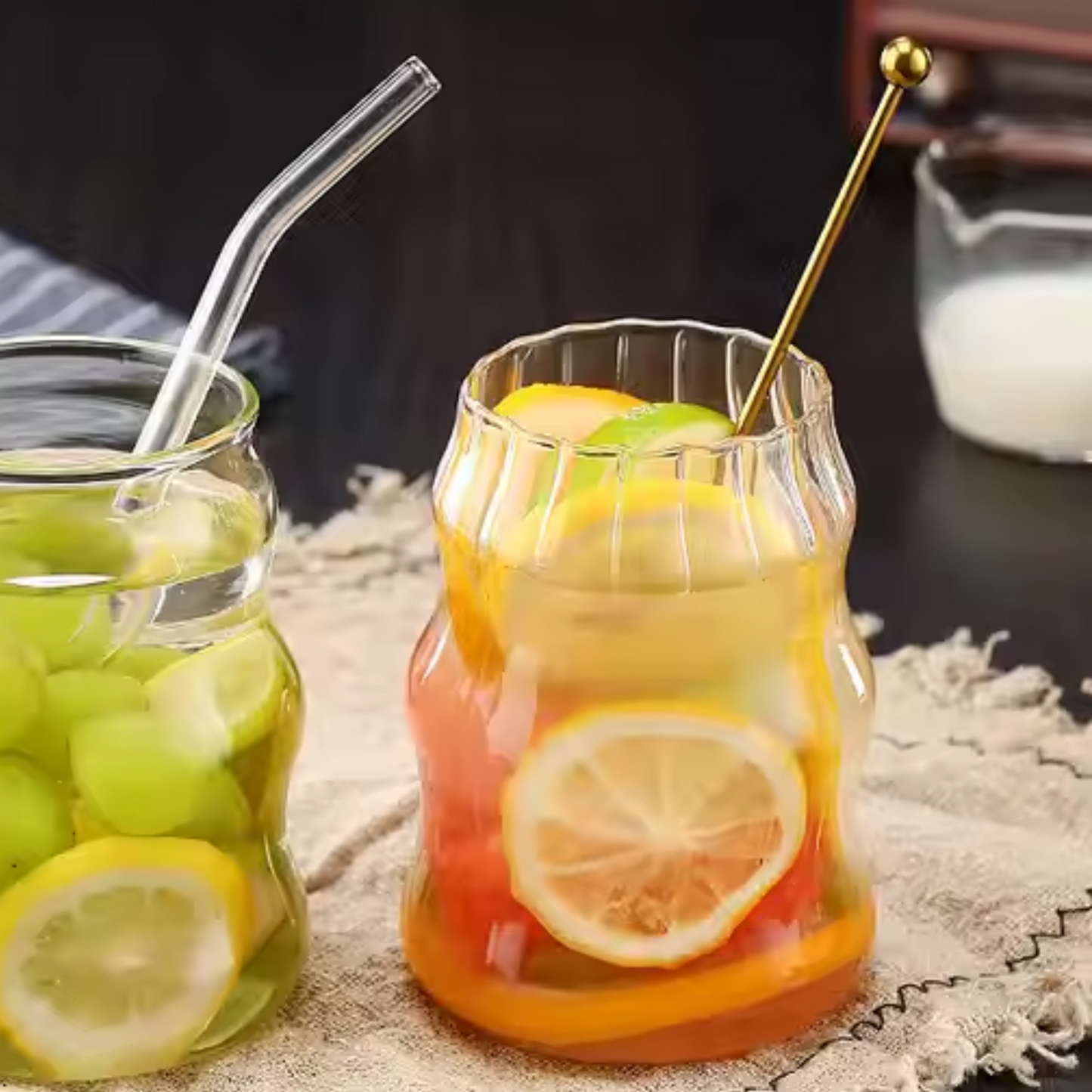 Sippy Glass Tumbler-  With Airtight Lid & Straw