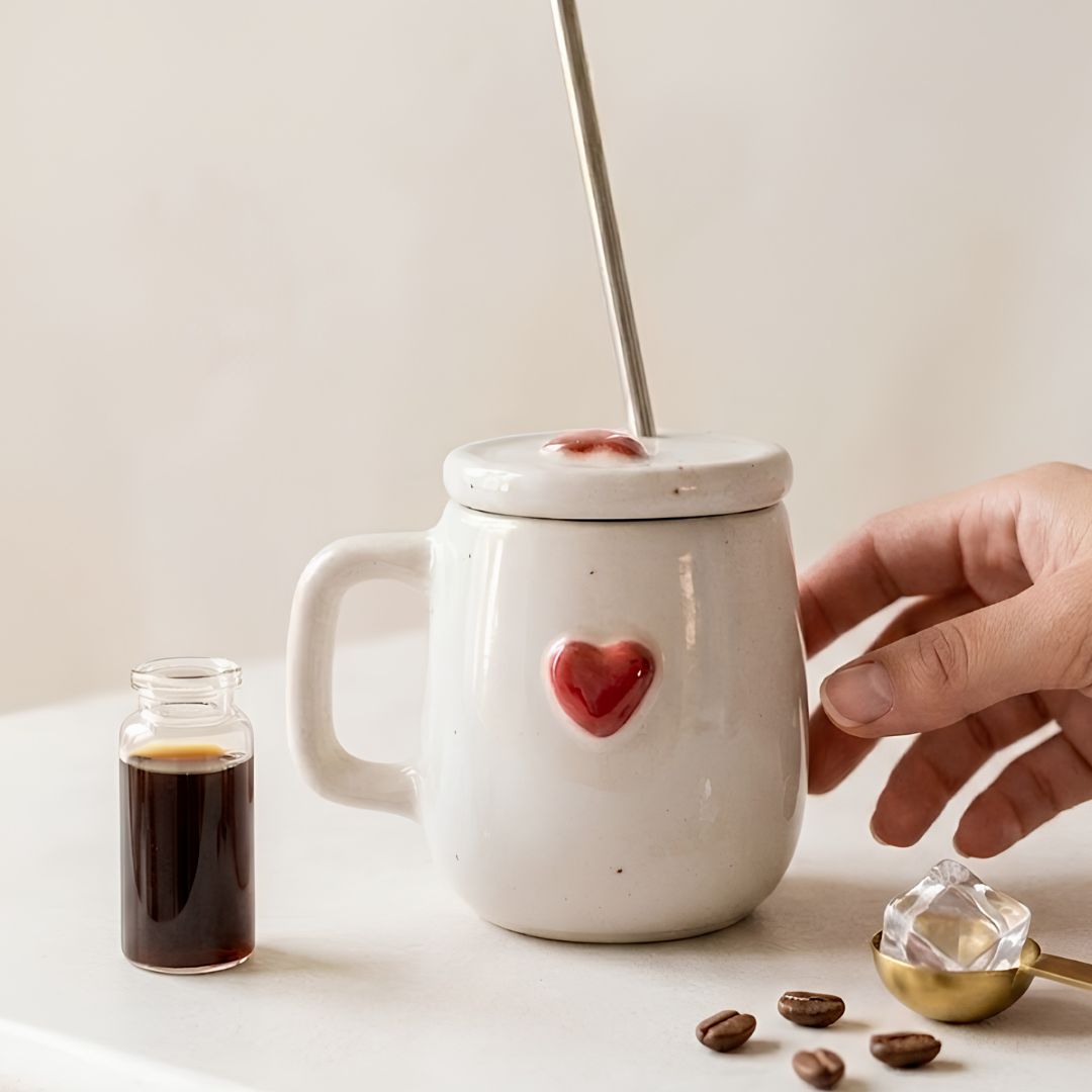 Hearts & Dots Tumbler- With Lid & Straw (350ml)