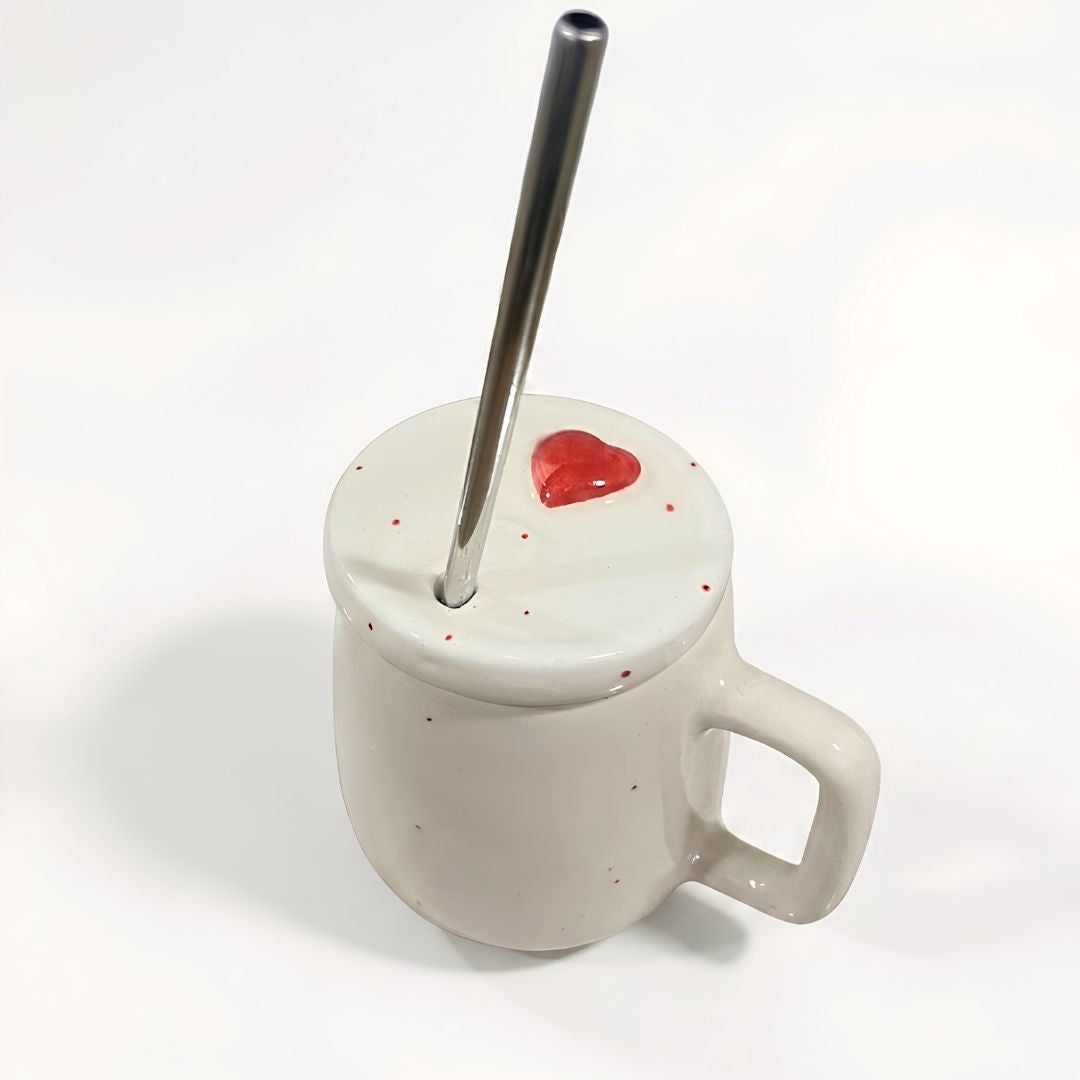 Hearts & Dots Tumbler- With Lid & Straw (350ml)