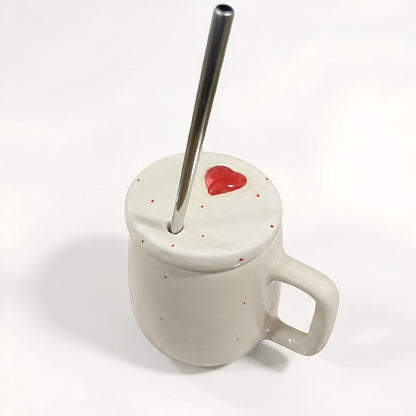 Hearts & Dots Tumbler- With Lid & Straw (350ml)