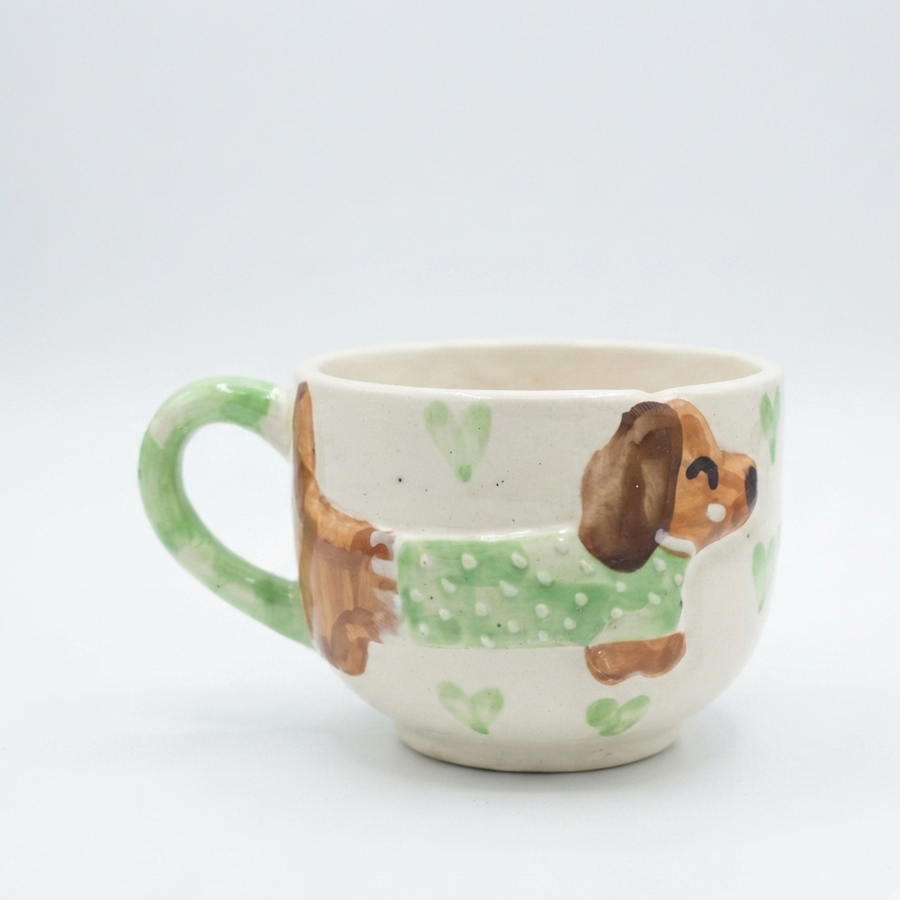 Paws & hearts mug - 300ml Green