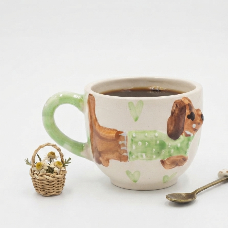 Paws & hearts mug - 300ml Green