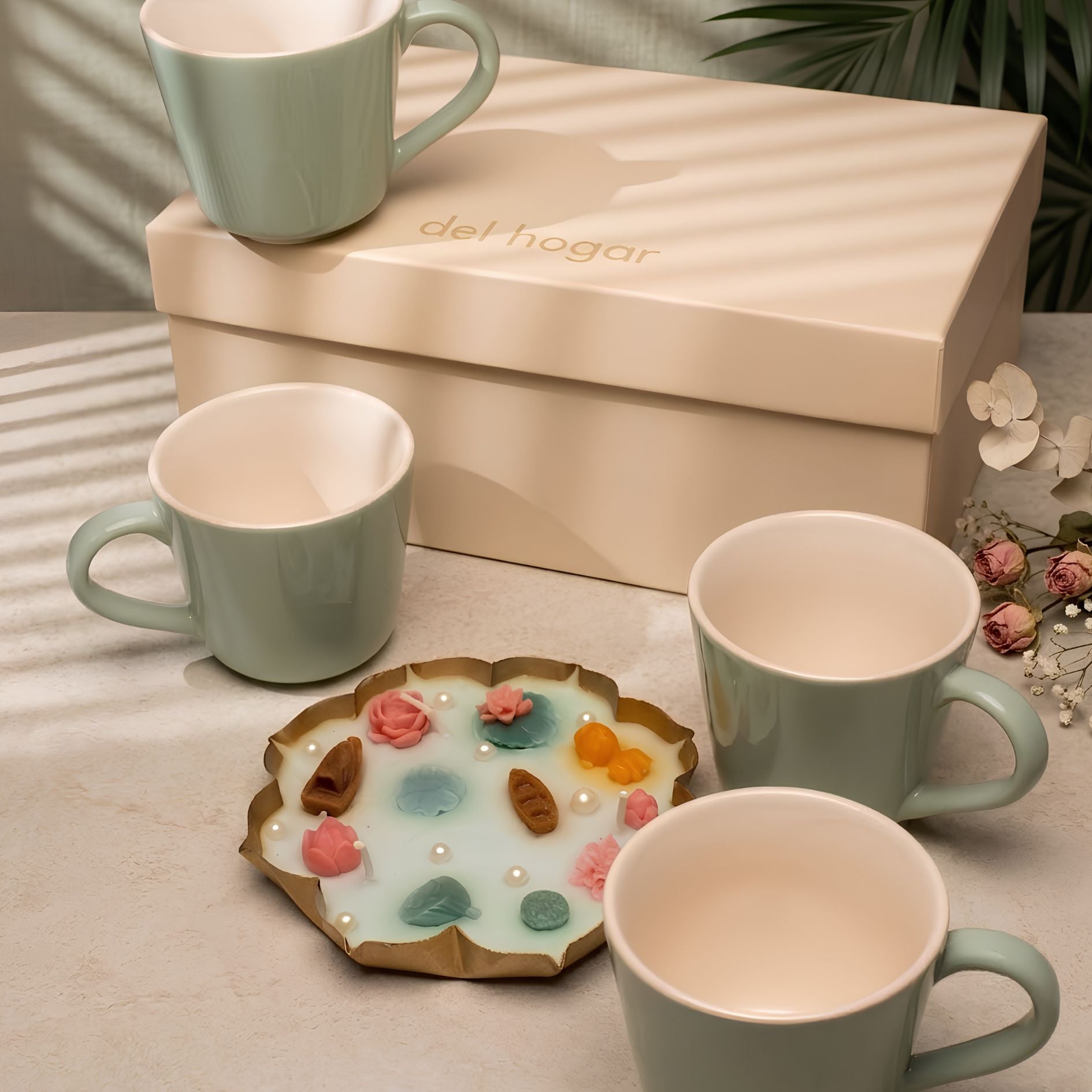 Giftbox- Tea by the Lotus Pond (4 Tea Cups + Lotus Pond Candle)