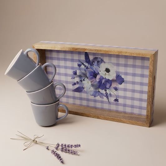 Serving set -Lavender Cottage Tray+ 4 Tea cups