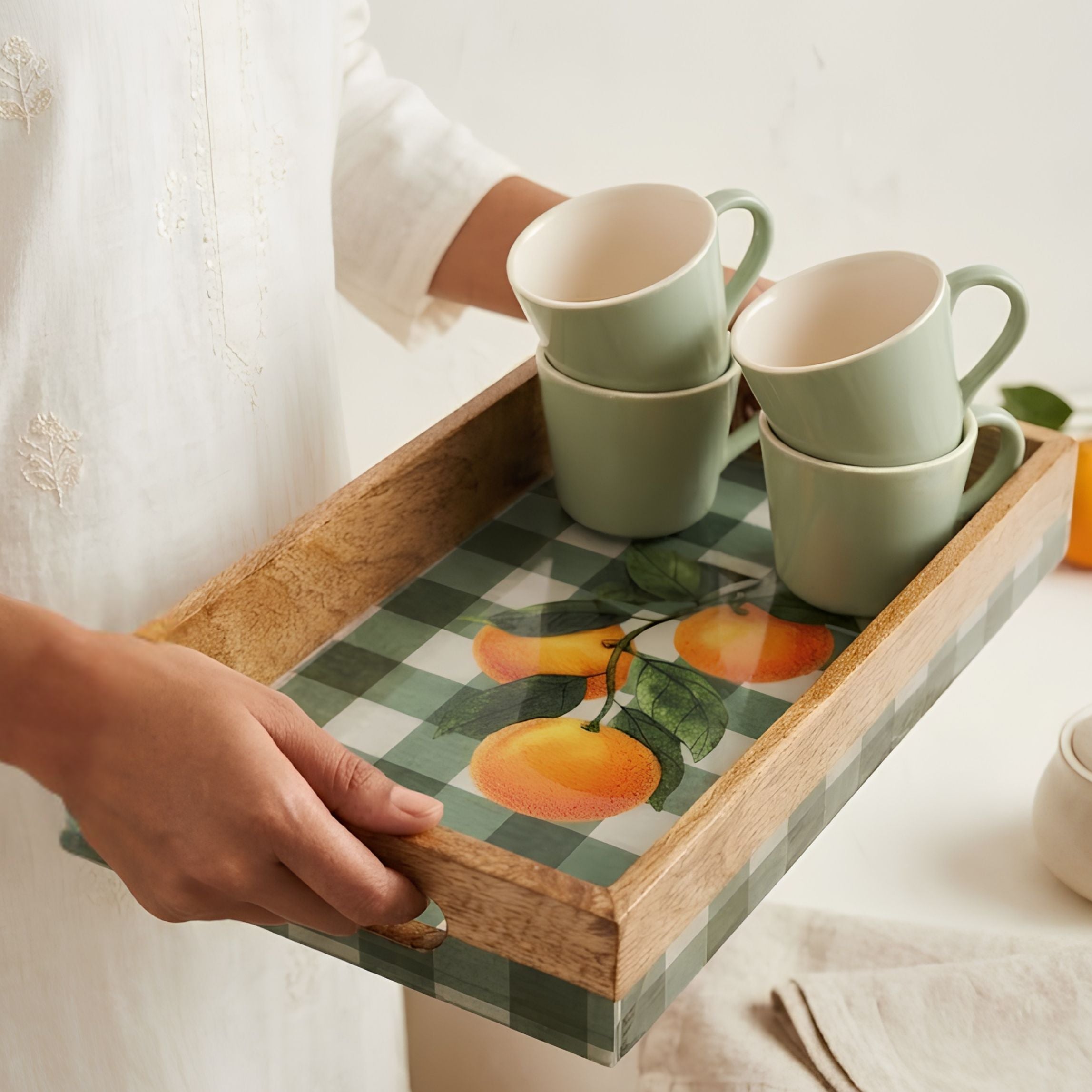 Orange Grid Serving Tray- 14