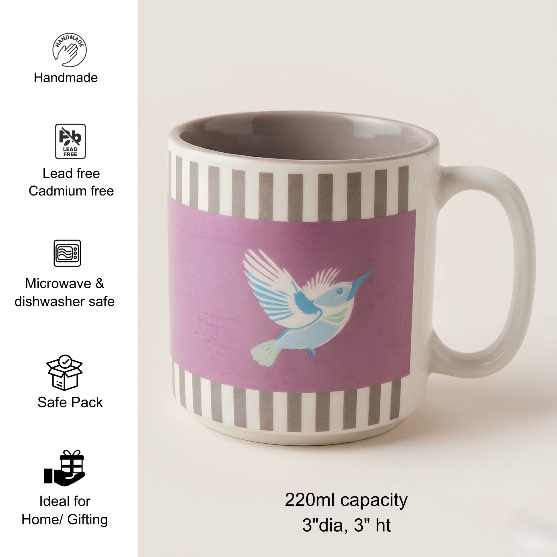 Handmade ceramic espresso cups Skybound design close up - del hogar