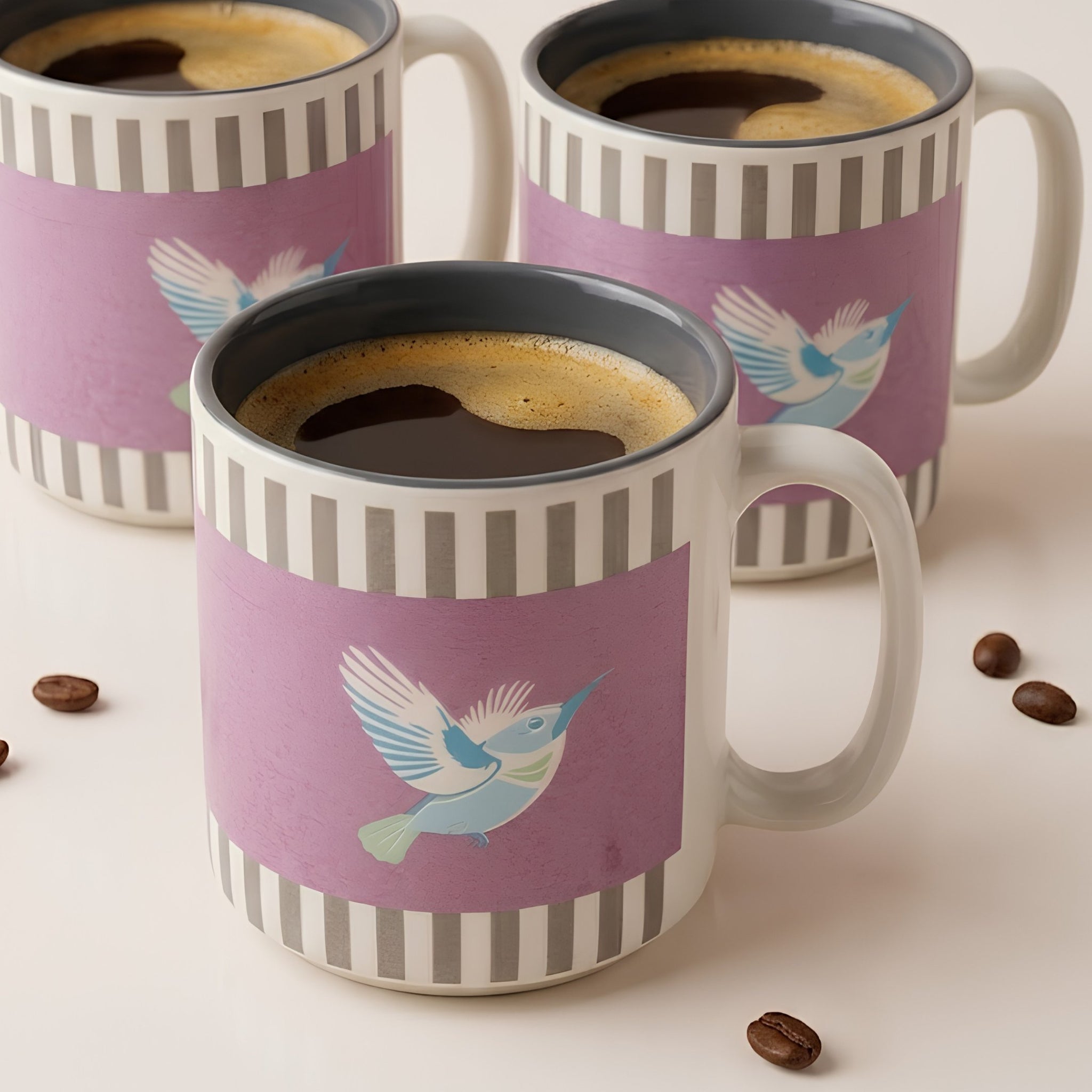 Skybound striped cups set styled with chai - del hogar