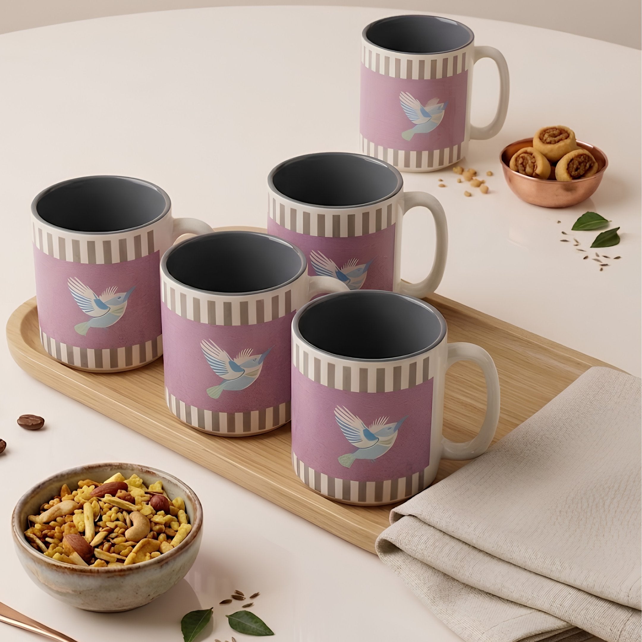 Skybound chai cups with bold vibrant stripes - del hogar