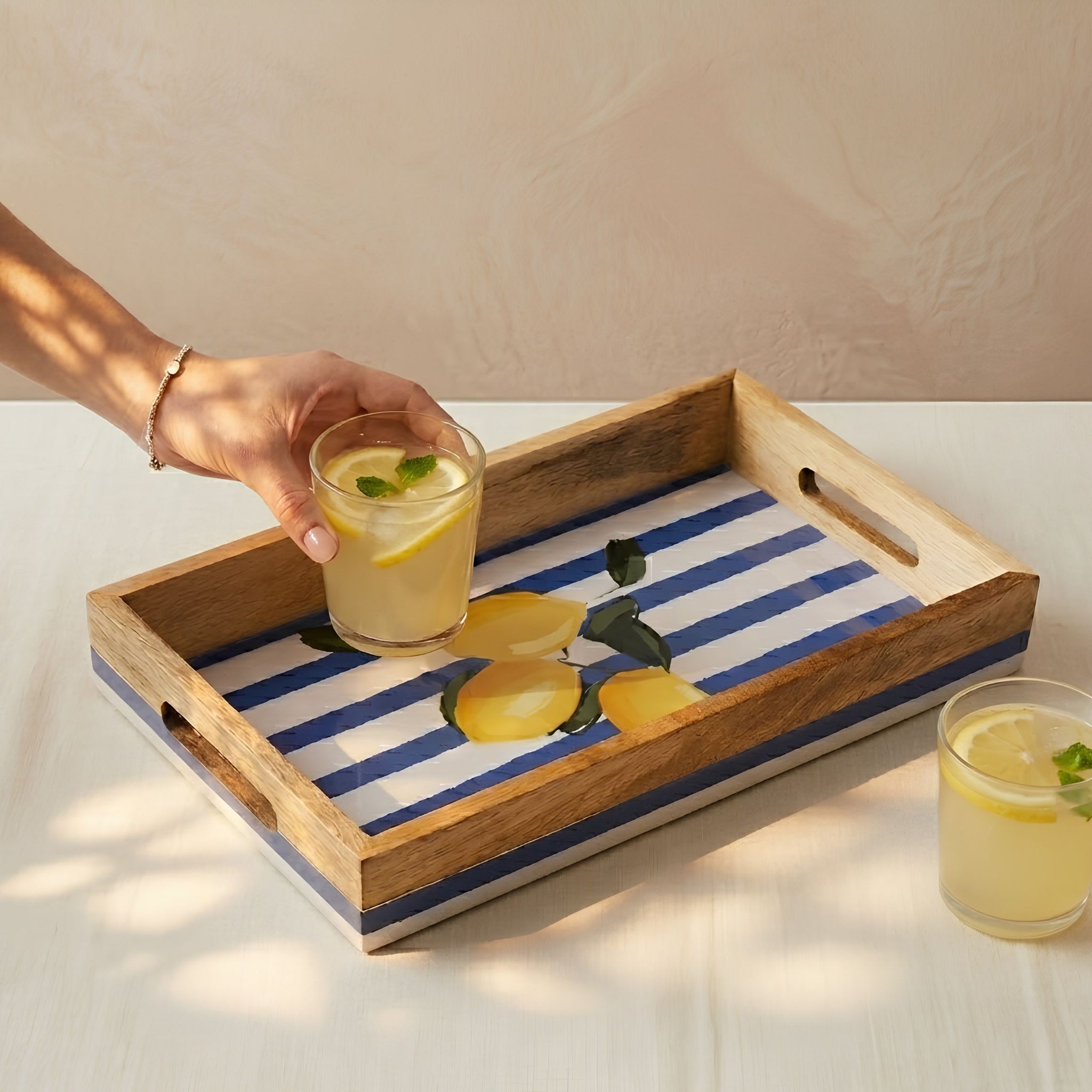 Lemonade stripes Serving Tray- 14