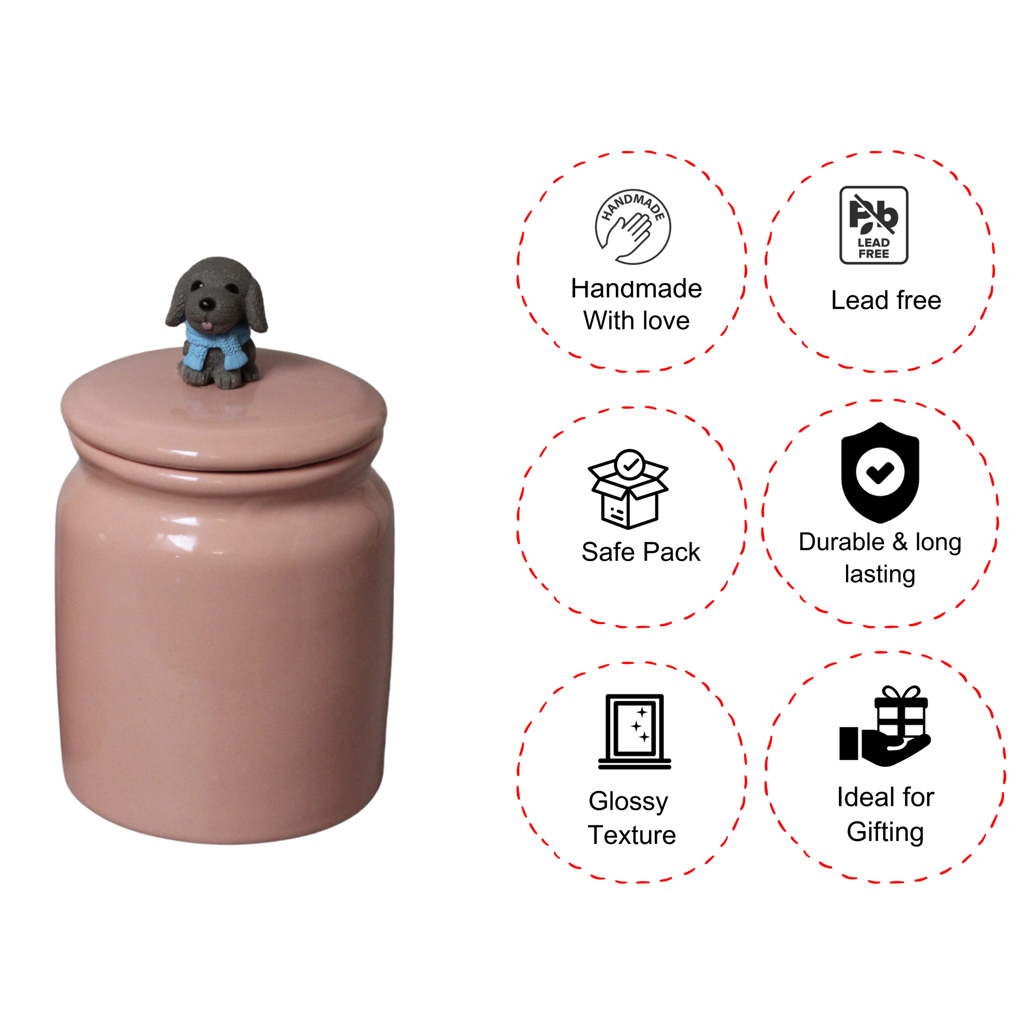 Paws & Pink Ceramic Jars – Set of 2 for Snacks Storage