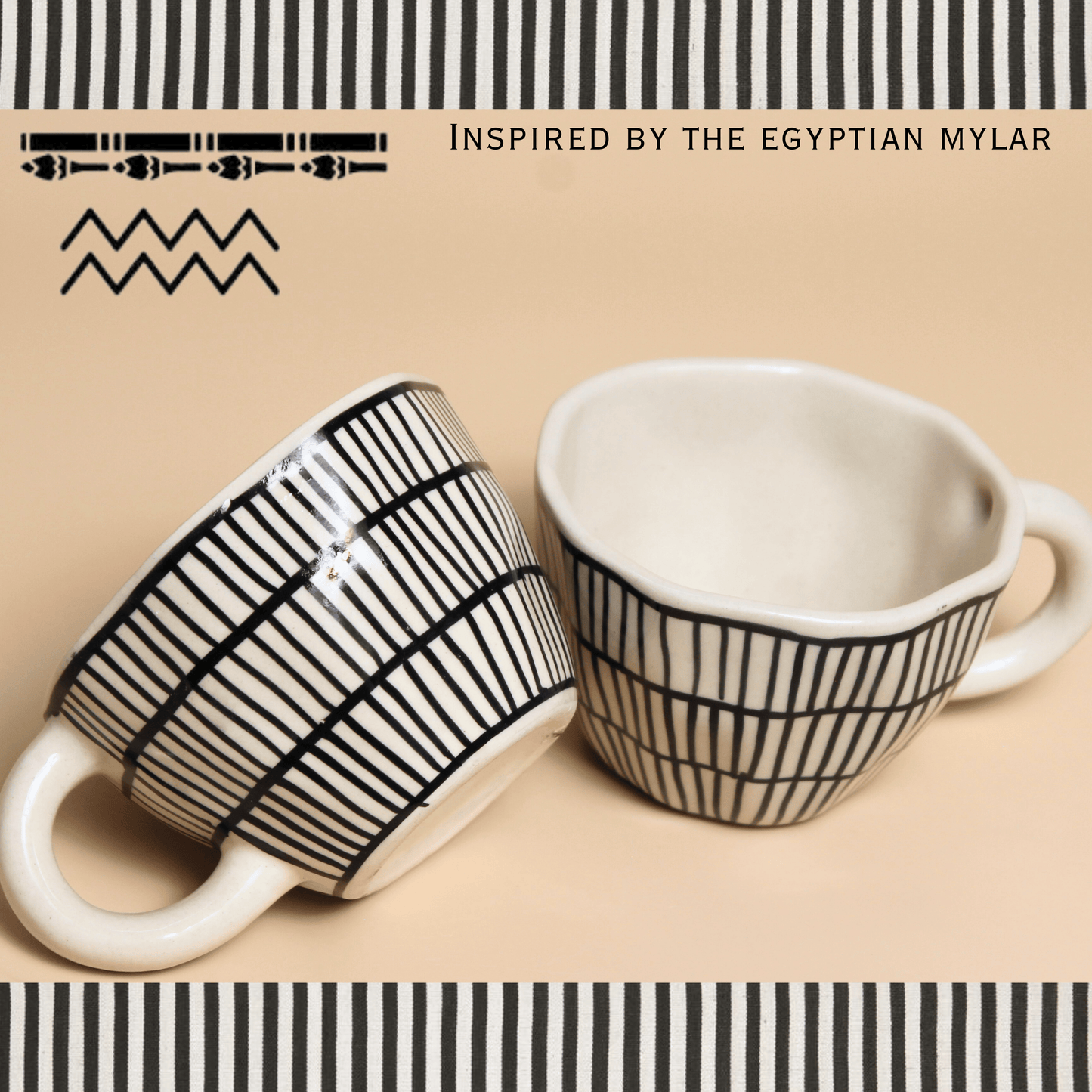 Monochrome Striped Ceramic Mug