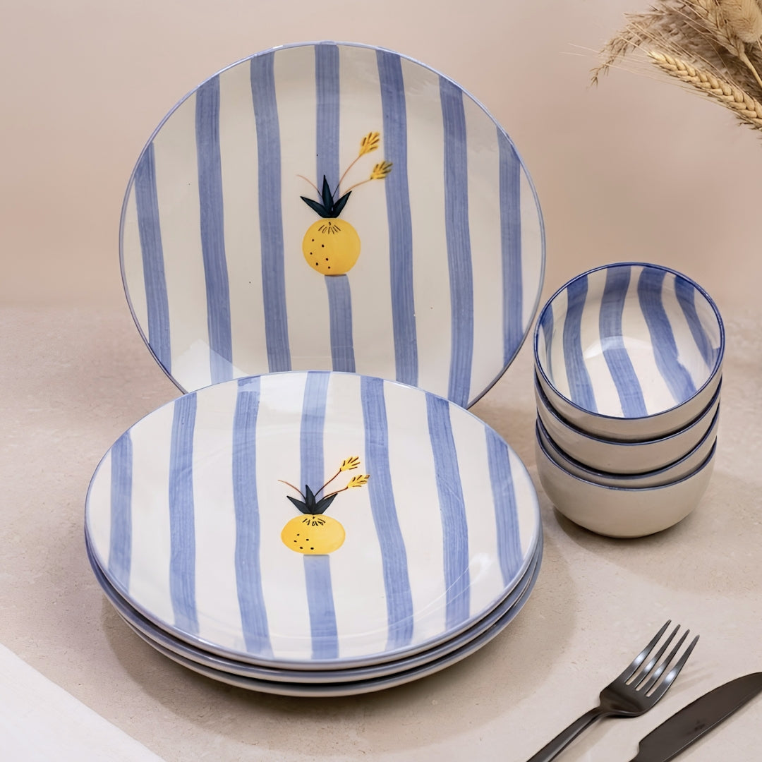 Apricot 8 Pcs Ceramic Dinner Set- Plates+ Bowls