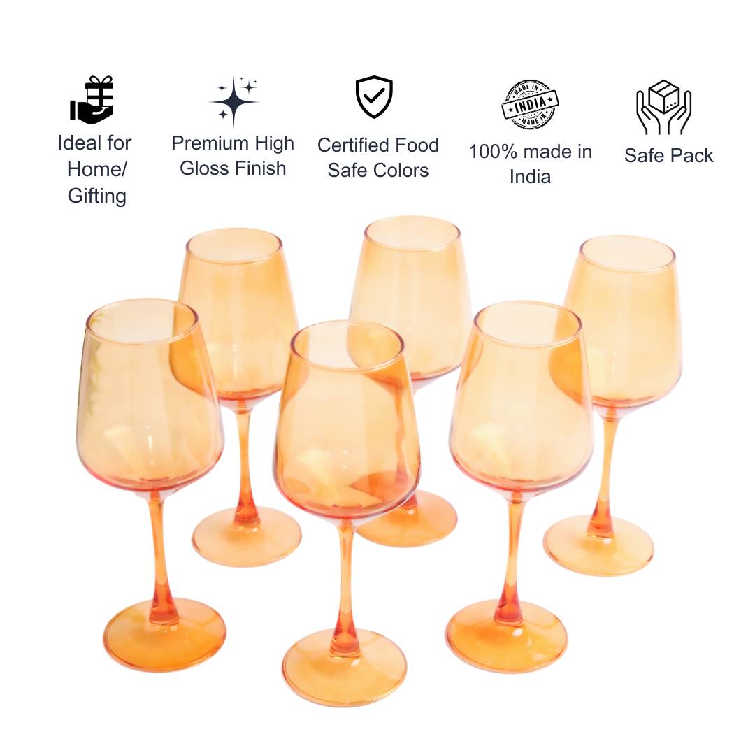 Wine Glass Set - Amber (300ml) Crystal Glassware Set